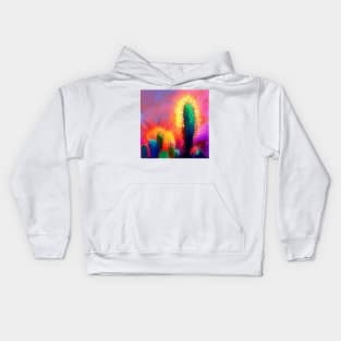 Rainbow Glitter Cactus Dreams Kids Hoodie